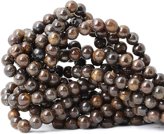45PCS 8mm Natural Bronzite Gemstone Round Loose Beads for Jewelry Making DIY Handmade 1 Strand 15"