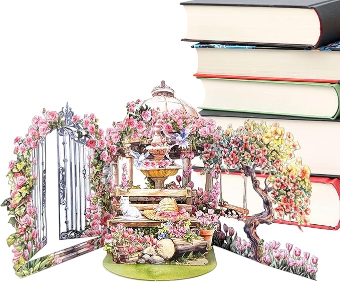 3D Pop-Up Card - Garden Birthday Greeting, Mother's Day with Floral Design, Handmade Paper with Detailed Cutting, Holiday Gift Envelope Included, Blessing Card for Special Occasions