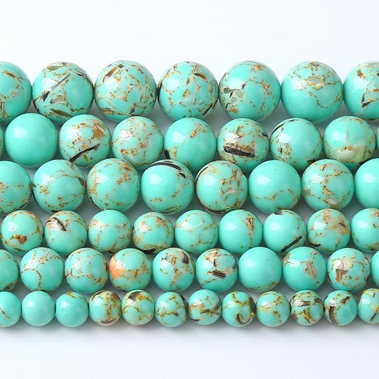 8MM 46PCS Peacock Blue Shell Turquoise Spacer Loose Beads for Jewelry Making DIY Bracelet Necklace