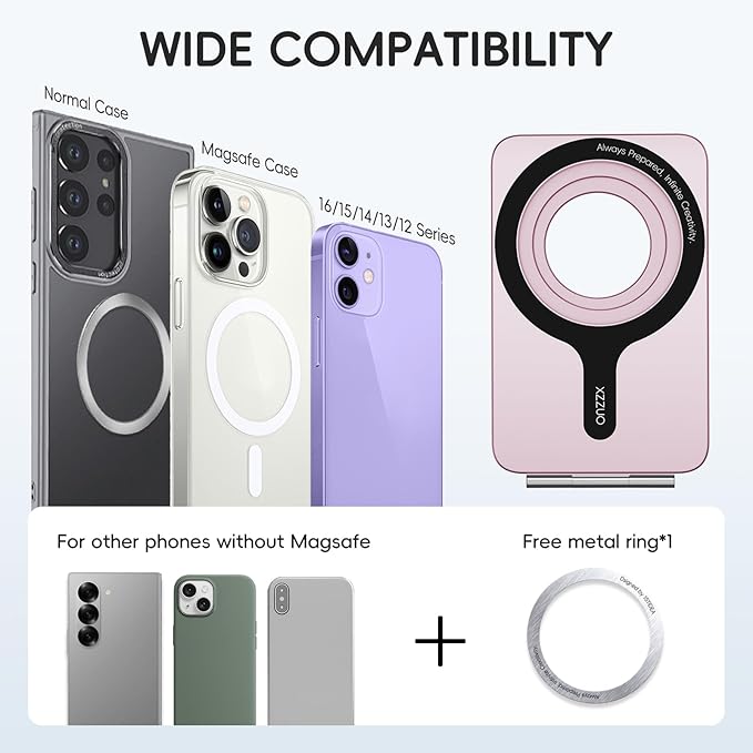 Cell Phone Stand,Adjustable Height and Angle Foldable Phone Holder for Desk, Aluminum Cell Phone Holder,Strong Magnetic Phone Stand Compatible with iPhone 16/15/14/13/12 Series (Pink)