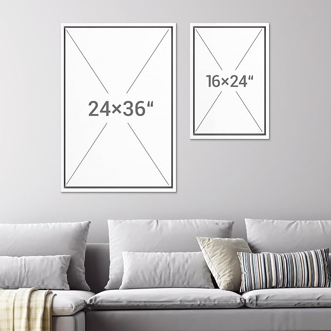 SIGNWIN Framed Canvas Print Wall Art Set Dark Black Color Field Landscape Abstract Shapes Cozy Neutral Modern Art Minimalism Decorative Nordic for Living Room, Bedroom, Office - 24"x36"x2 White