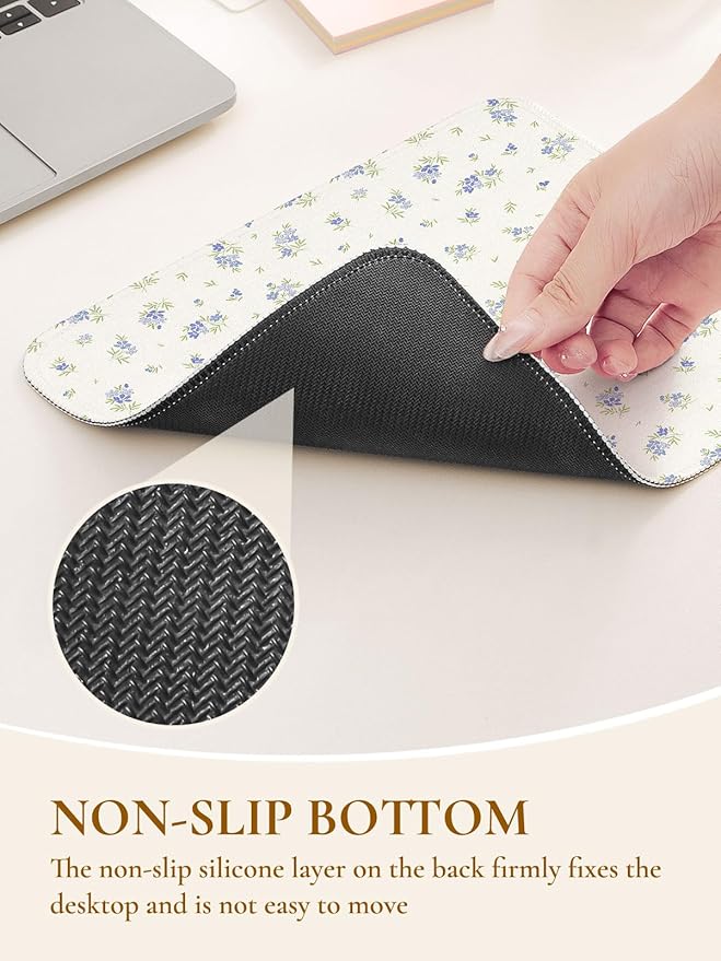Elegant Blue Bouquet of Flowers Mouse Pad, Waterproof Aesthetics Floral Mouse Pads Design, Non-Slip Rubber Base Computer Simple Funny Mousepad,Small Mouse Mat Desk Accessories Office Supplies