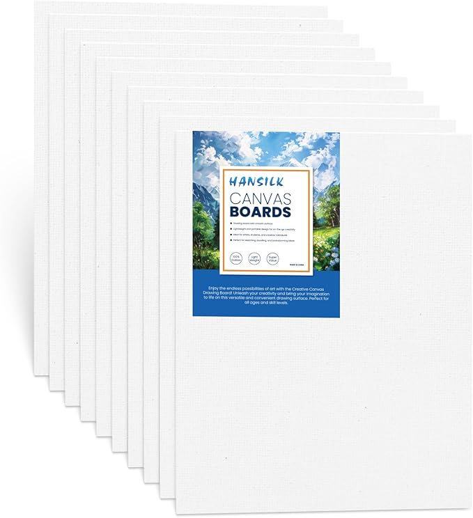 Canvas Boards for Painting 8X10-100% Cotton 10 Pack Canvas Panels for Acrylic, Oil, and Watercolor - Ideal for Artists and Hobbyists