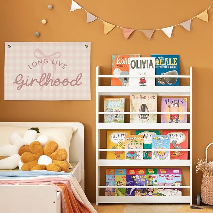 Pink Cute Room Decor Long Live Girlhood Banner, Coquette Bow Girls Room Decor for Nursery Playroom Wall Hanging Linen Flag,Baby Girls Bedroom Decorations,Baby Showers Newborn Gift 30x20 girlroom
