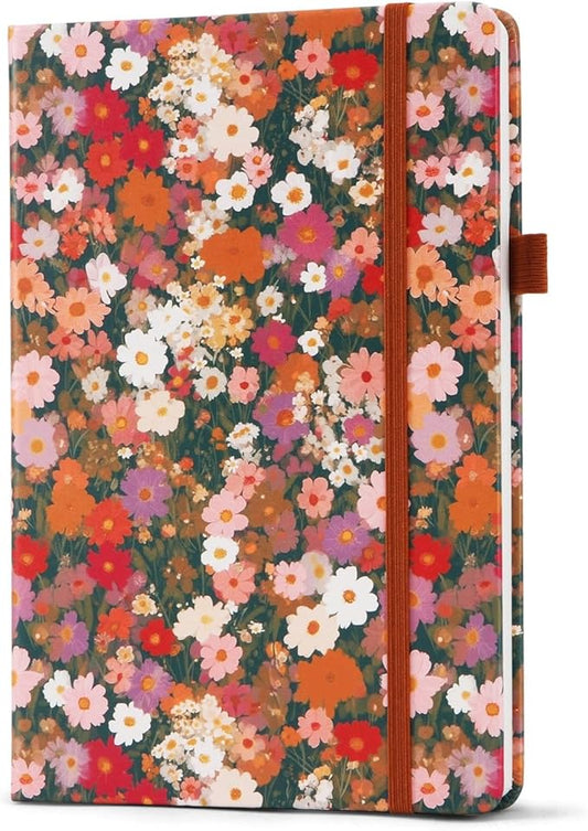 Dotted Journal Notebook A5 (6x8), Dot Grid Hardcover PU Leather Writing Journal with Japanese Paper, 160 Pages, Floral Tulip Design, Gift for Women and Men, Work & Note Taking
