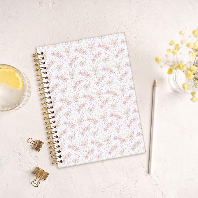 MOFUYU Pink Cute Notebook for Women,Pretty Notebook Gifts for Women,Coquette Pink Bow Floral Journal A5,Spiral Notepad for Daily Writing,Pretty Gift for Teen Girls or Students
