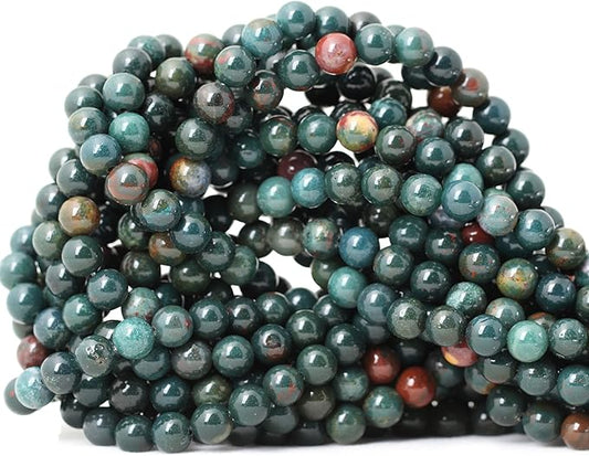 60PCS 6mm Natural Indian Bloodstone Round Loose Beads for Jewelry Making DIY Bracelet Necklace Materials 1 Strand 15"
