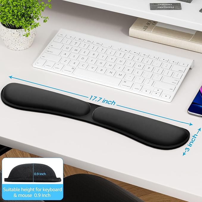 KTRIO Ergonomic Keyboard Wrist Rest, Memory Foam Wrist Rest for Computer Keyboard, Non-Slip Rubber Base for Easy Typing & Pain Relief