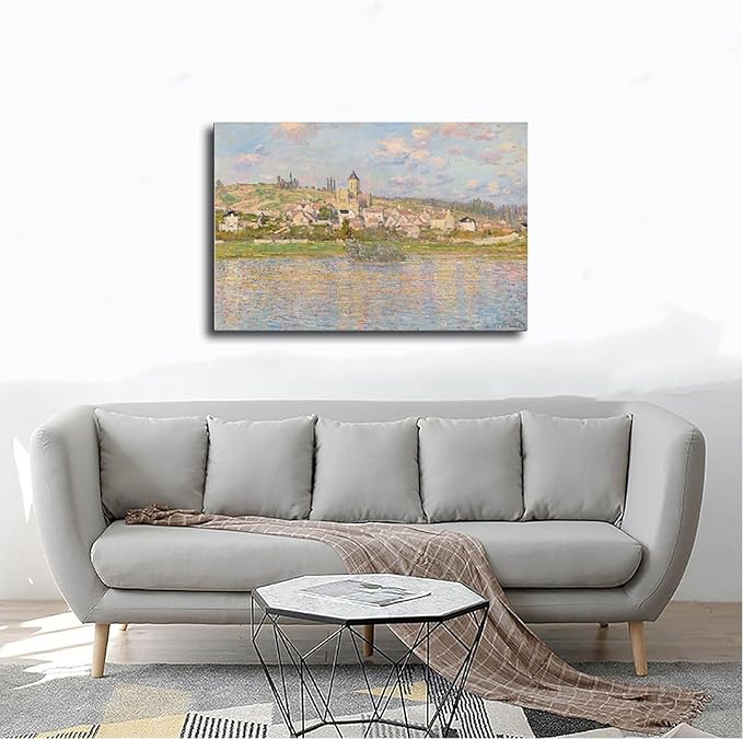 CFIOZYOS 40+ Monet Famous Print Posters Vétheuil by Claude Monet Impressionism Canvas Art Poster And Wall Art Picture Print Modern Family Bedroom Decor Posters Frame 20×30inch(50×75cm)