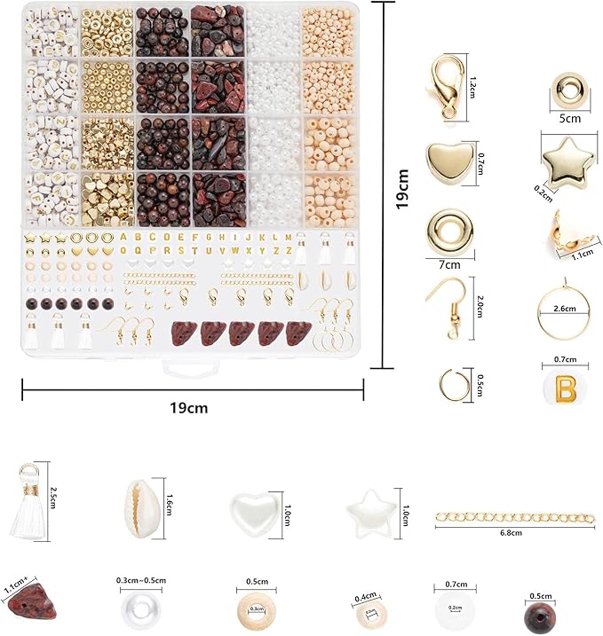 Xylise DIY Jewelry Making Kit, 1000+ Beads with Letters, Turquoise and Pearl Beads, Gold Charms, Bracelet Supplies (Red)