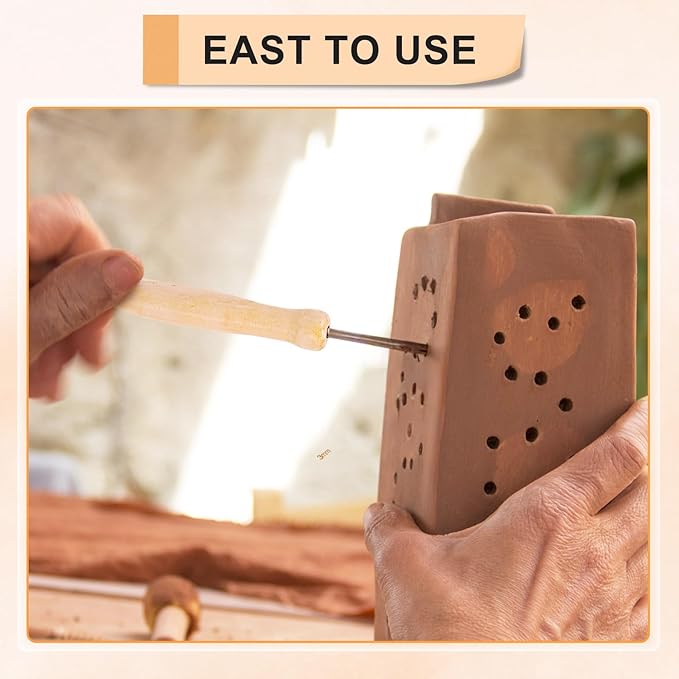 eZAKKA Clay Tools, Sculpting Tools, Pottery Tools and Supplies for Clay Ceramic Production, Carving Modeling, 4+1 Pcs