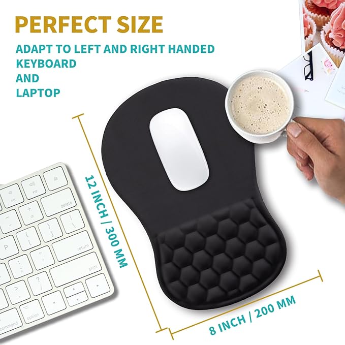 Hokafenle Ergonomic Mouse Pad Wrist Support, Wrist Rest Mousepad for Carpal Tunnel Pain Relief with Integrated Memory Foam Slope Massage Bulge (11.8x7.9 inch,Polar Night