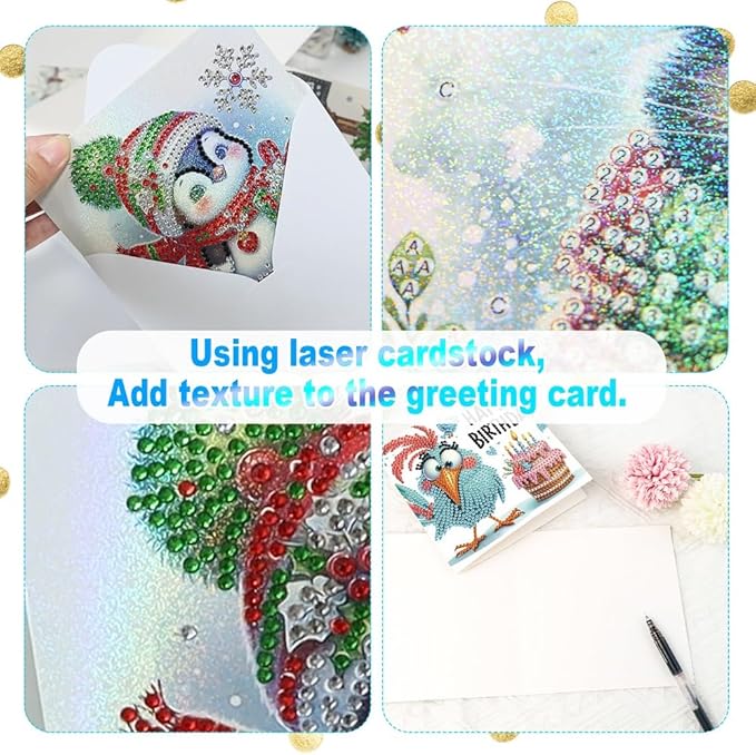 6-Pack Pets Birthday Diamond Painting Greeting Card Kits, Special Shaped Diamonds Painting, DIY Handcraft for Relatives and Friends with Wishes,Unique Design Crafting for Birthday Cards