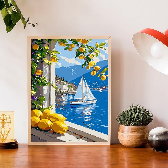 Mosaflare Paint by Numbers for Adults Beginner, Lemon Adult Paint by Number Kits on Canvas, DIY Acrylic Oil Easy Painting by Numbers for Home Wall Decor 12X16 inch (Without Frame)