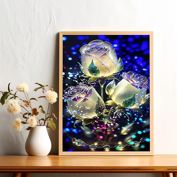 Mosaflare 5D Diamond Painting Kits for Adults, Valentine's Day Rose Diamond Art for Beginners, DIY Full Round Drill Paint by Diamonds Dot Gem Art for Adults, Home Wall Decor 12x16 Inch