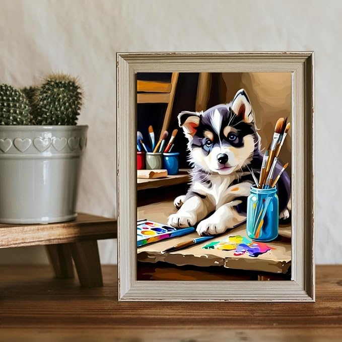 BYGFHLYW Dog Paint by Numbers Kit for Adults Beginners, Animal Theme Easy Adult Paint by Number Kits On Canvas, DIY Acrylic Watercolor Oil Paint by Number for Adults for Home Wall Decor 16X20 Inch