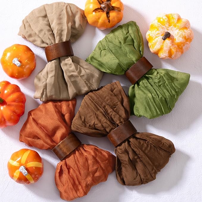 20 Pack Fall Cheesecloth Napkins Washable Thanksgiving Cloth Napkins Set of 20 Cotton Gauze Dinner Table Napkins Bulk 21x21 Inches for Friendsgiving Wedding Bridal Baby Shower Party Decor