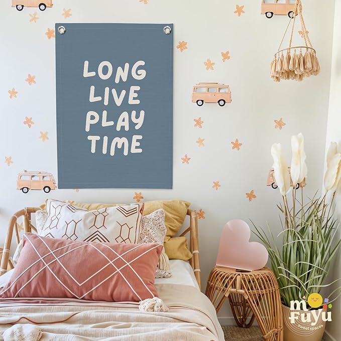 Playroom Wall Decor,Navy Blue Play Room Canvas Banner,Kids Boy Decor Hanging Banner for Nursery,Toddler,Playroom18x25 Inch