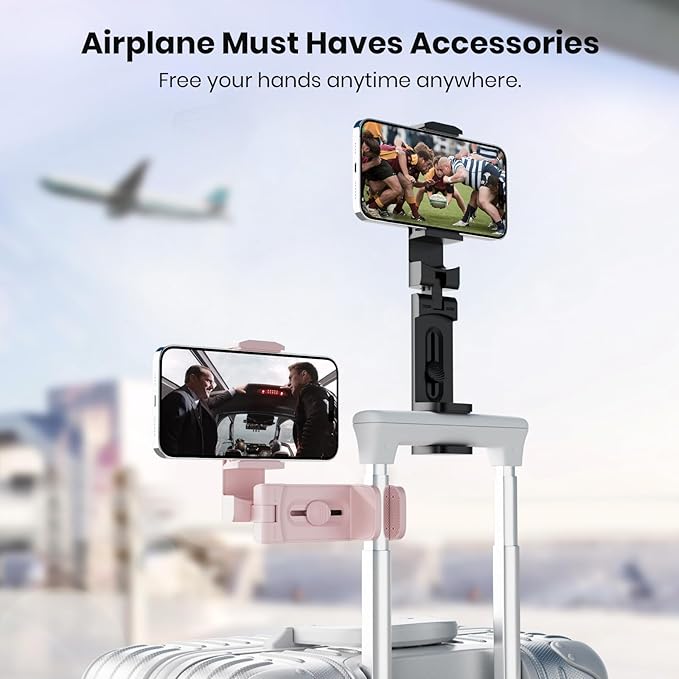 2 PCs Airplane Phone Holder for Christmas Stocking Stuffers, Klearlook 360° Rotation Travel Essentials Phone Mount for Desk, Handsfree Flexible Travel Accessories for Flying, Valentines Day Gift