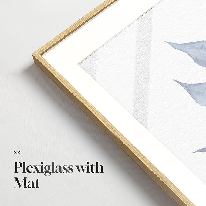 Framed Minimalist Botanical Wall Art, Set of 6 Blue Floral Leaf Painting Prints Artwork for Walls, Navy Blue Flowers Watercolor Plant Pictures for Bedroom Dining Room Hallway Office Home Decor, 11x14