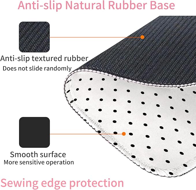 Seorsok Cute Fashion Black Polka Dot Design Mouse Mat,Premium Textured Mouse Pads for Office Laptop,Washable Square Mousepads with Extended Stitched Edges Non Slip Rubber Base 9.5"x7.8"x0.12"Inch