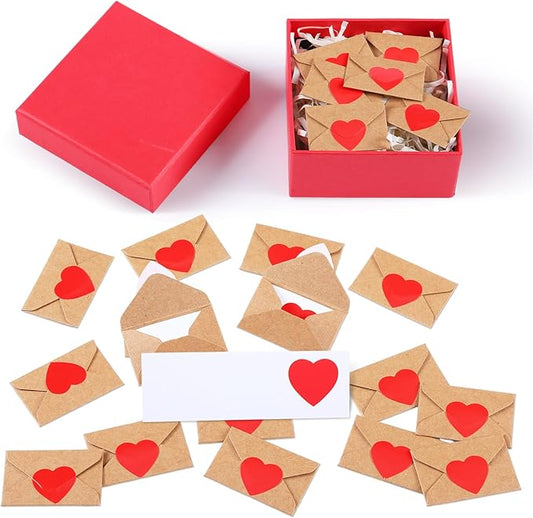 60 Set Mini Love Notes for Him Her with Envelope Valentines Day Gift Card Holder Mini Card with Envelope Long-Distance Relationship Gift for Him Her(1.8 x 1.2 Inch,Love Heart,Red)