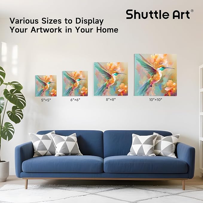 Shuttle Art Painting Canvas Panel, 52 Multi Pack, 5x5, 6x6, 8x8, 10x10 inch (13 PCS of Each), 100% Cotton Art Canvas Board Primed White, Blank Canvas for Kids Adults for Acrylic Oil Painting