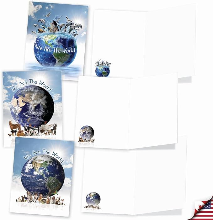 The Best Card Company - 10 Blank Animal Cards Boxed (4 x 5.12 Inch) - Assorted Pets, Zoo, Wildlife Cards - Uno Mundo AM6840OCB-B1x10