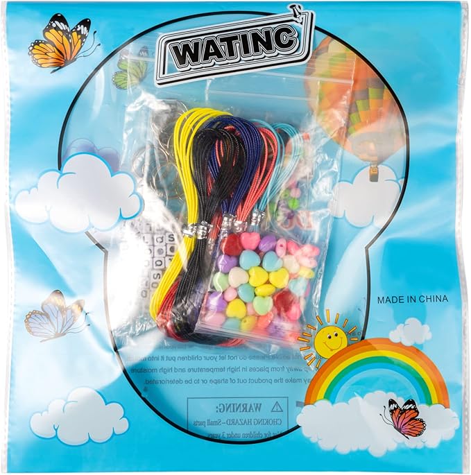 WATINC 286Pcs DIY Keychain Making Crafts Kits Adjustable Letter Heart Shape 6mm Pony Transparent Beads Key Ring Bag Charm Bracelet Supplies Jewelry Accessories Holiday Party Favor for Women Men