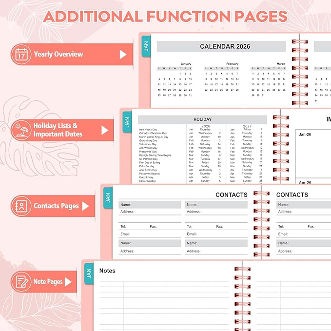 2026 Planner – 2026 Planner Weekly and Monthly: Jan. 2026 - Dec. 2026, 8.5" x 11", 2026 Calendar Planner with Monthly Tabs, Flexible Cover, Thick Paper, Inner Pocket for School Office Supplies