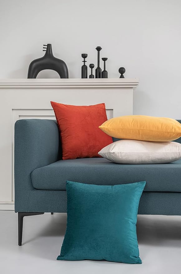 Couch Pillow Covers 12x20 Golden Yellow: 2 Pack Cozy Soft Velvet Rectangular Throw Pillow Cases for Farmhouse Home Decor