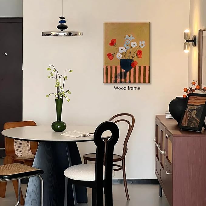 Spring Antique Flower Oil Painting Poster French Country Botanical Canvas Wall Art 12X16 inch Framed Antique Cottagecore Art Prints for Bedroom Kitchen Farmhouse Wall Decor