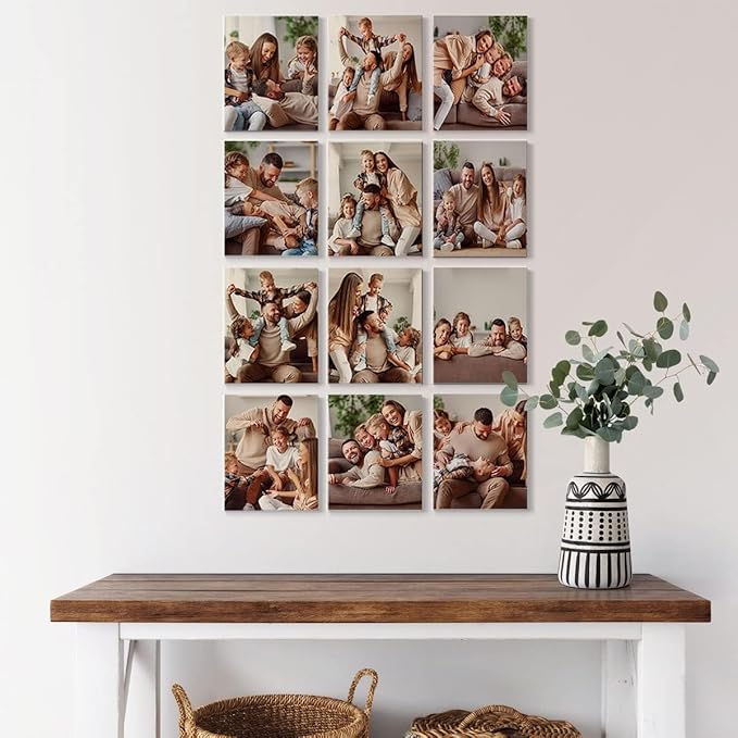 Renditions Gallery Set of 12, 11X14 Custom Photo Prints with Real Wood Picture Frames. Create Personalized Photos with Peel & Stick Photo Frames. Wrapped Canvas