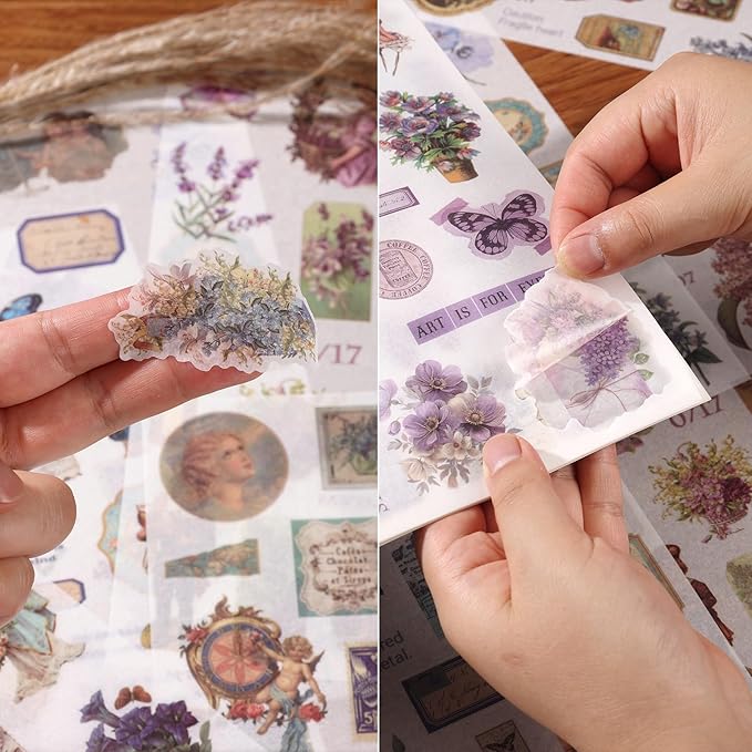 Auguro Vintage Scrapbook Stickers Book 24 Sheets 480 Pre-Cut People Stickers for Scrapbooking Washi Sticker Journal Sticker for Adults Junk Journal Supplies