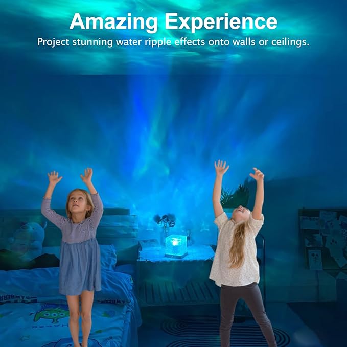 Northern Lights Projector Rechargeable,Mood Lighting Ambient Lighting Ocean Wave Projector with 16 Colors and Dynamic Ripple Effect for Living Room Bedroom Decor - Cordless