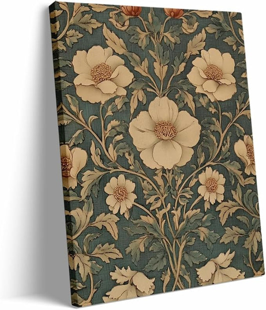 William Morris Wall Art,Floral Pattern Vintage Poster Wall Decor,Vintage Wall Art Vintage Canvas Poster William Morris Floral Art Minimalist Decor for Home Living Room 16x24in Large Frame