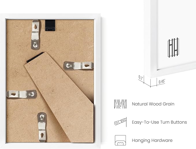 HAUS AND HUES 5x7 White Metal Picture Frames - Photo Frames 5X7 - Features Premium Aluminum, Vertical Hanging, Easel Back for Tabletop, Home, Office (5x7 in, White, Set of 4)