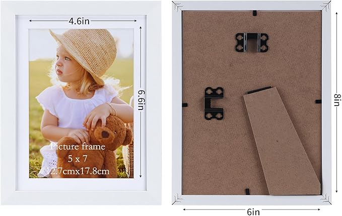 Lyeasw White 5x7 Picture Frame Set of 15, Display Pictures 5x7 with Mat or 6x8 without Mat, Multi Photo Frames for Wall Mounting or Tabletop Display