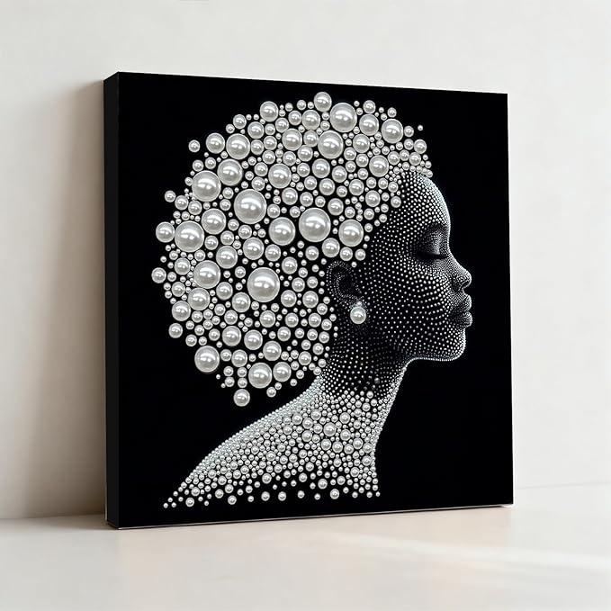 DIY Pearl Painting Kit with Wooden Frame, 3D Plastic Pearl Gemstone Ocean Art Craft for Adults Beginners, Diamond Art Kits for Adults, Home Wall Decor Ready Gift for Women(Woman Closed Eyes)(30*30cm)