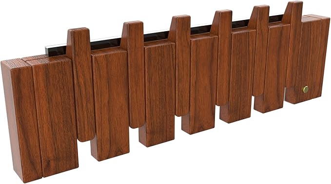 Wall Mounted Coat RackHooks Piano Key Hangers Natural Solid Wood Hanger Non-Woven Fabric Clothes Hangers for Closet, Kitchen, Bedroom, Bathroom, Entryway (Led Walnut, 6 Hooks)