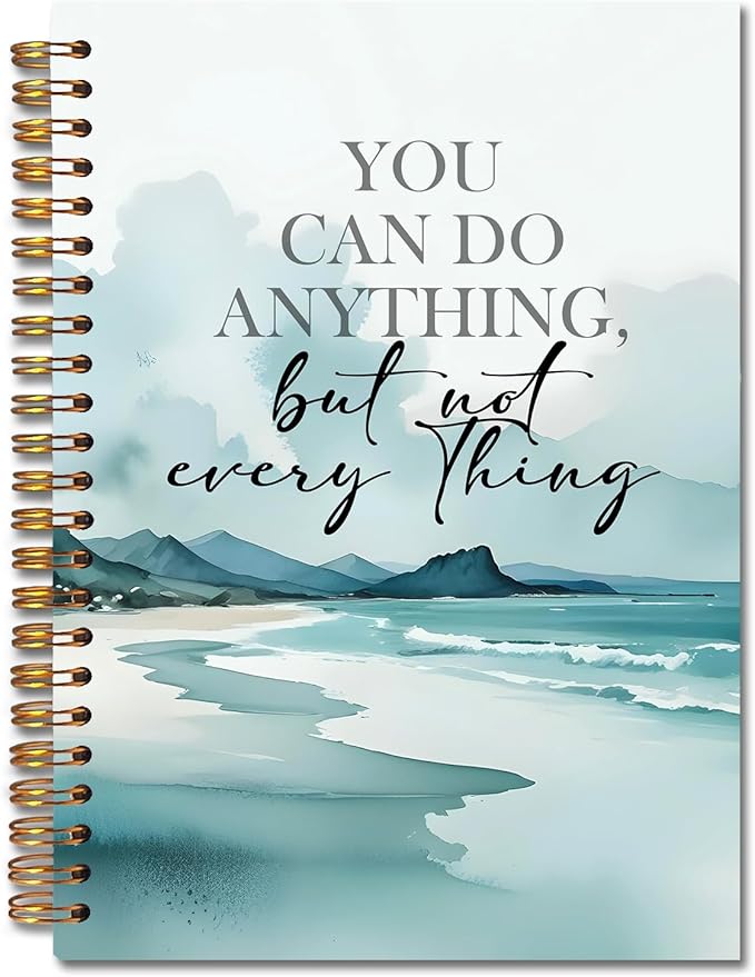 Seaside Inspirational Spiral Notebooks, Motivational Quote Journal, Positive Journals for Writing, You Can Do Anything But Not Everything Notebook for Note Taking, 5.5x8.3 Inch