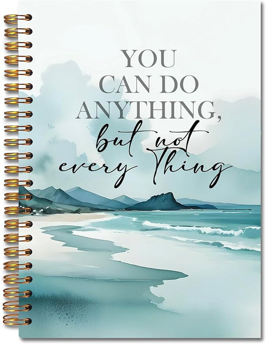Seaside Inspirational Spiral Notebooks, Motivational Quote Journal, Positive Journals for Writing, You Can Do Anything But Not Everything Notebook for Note Taking, 5.5x8.3 Inch