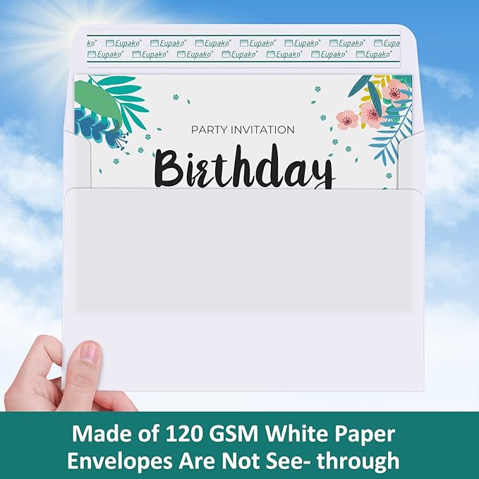 Eupako White-Blank-Cards-and-Envelopes-100-Pack-4.125x5.5" Heavyweight-Folded-Cardstock-and-A2-Envelopes-Self-Seal for DIY Greeting Cards, Invitations, Wedding, Baby Shower, Birthday