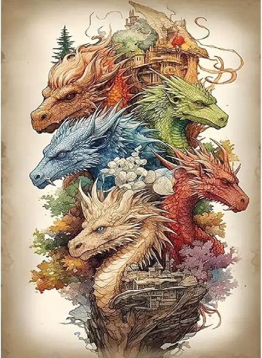 JFYHAB Dragon Diamond Painting Kits - 5D Colorful Dragon Art for Adults & Beginners, DIY Full Drill Art for Home Wall Decor, 12x16 Inch
