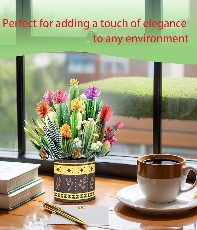 3D Pop Up Flower Bouquet Cards Pack – Roses, Sunflowers and Succulents Greeting for Women - for Mother's Day, Birthdays, Get Well, Sympathy, Congratulations & Thank You – Includes Envelopes & Note Cards