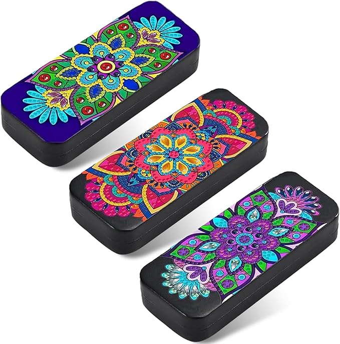 Leatrice 3pcs 5d Diamond Art Kits for Adults Small Diamond Painting Kit Gem Art Paint by Diamonds Dots Eyeglasses Case DIY for Beginner Women