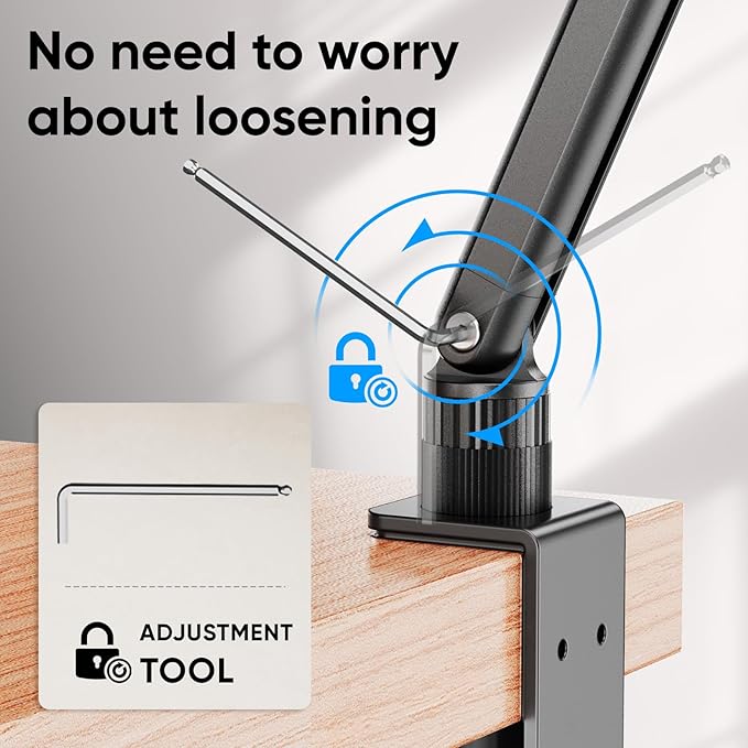 Urmust Tablet Stand for Desk, Adjustable iPad Holder Clamp Mount, 360° Rotation, Sturdy Aluminum Tablet Arm Mount for 4.7"-15.6" iPad Pro/Air/Mini, iPhone, Galaxy Tab, for Kitchen, Work, Video Call