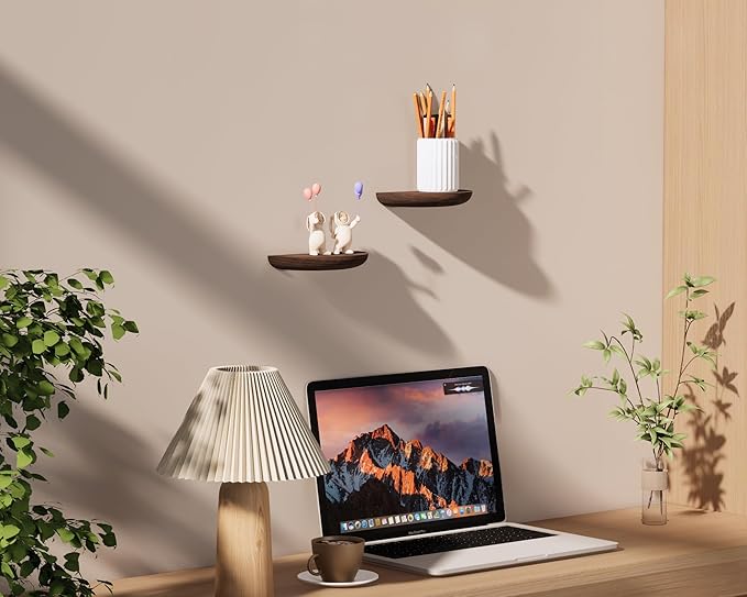 Solid Wood Half Round Floating Wall Shelves | Elegant Floating Shelves, Elevate Your Space. Perfect for Living Rooms, Bathrooms, Bedrooms, Offices, Children's Rooms