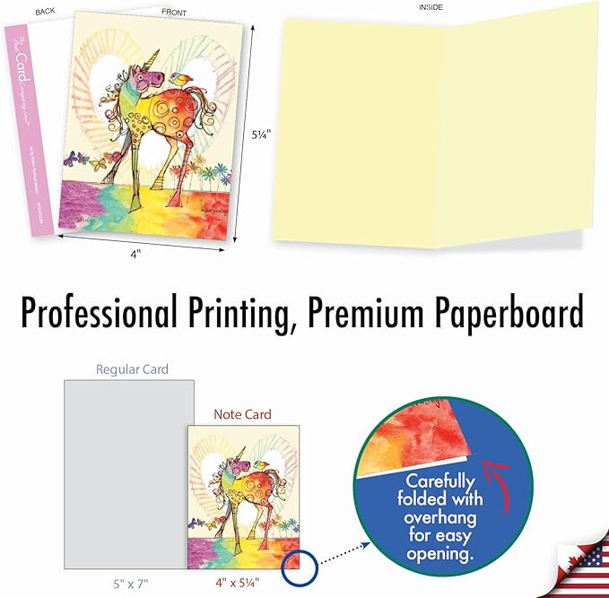The Best Card Company Assorted Blank Greeting Card Box Set - Incl. 20 Cards + Envelopes - 10 Unique Designs - Perfect for Thank Yous, Invitations, More - Happy Unicorns AM7245OCB-B2x10