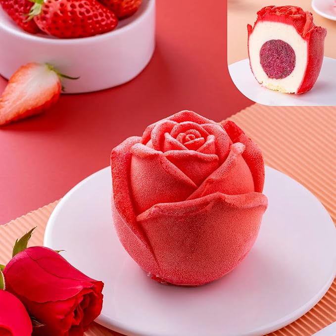 2 Pack Rose Candles Molds, Set of Large + Small 3D Flower Silicone Molds for Candles Epoxy Resin Casting Wax Soap Clay Plaster Home Décor Handmade Gift